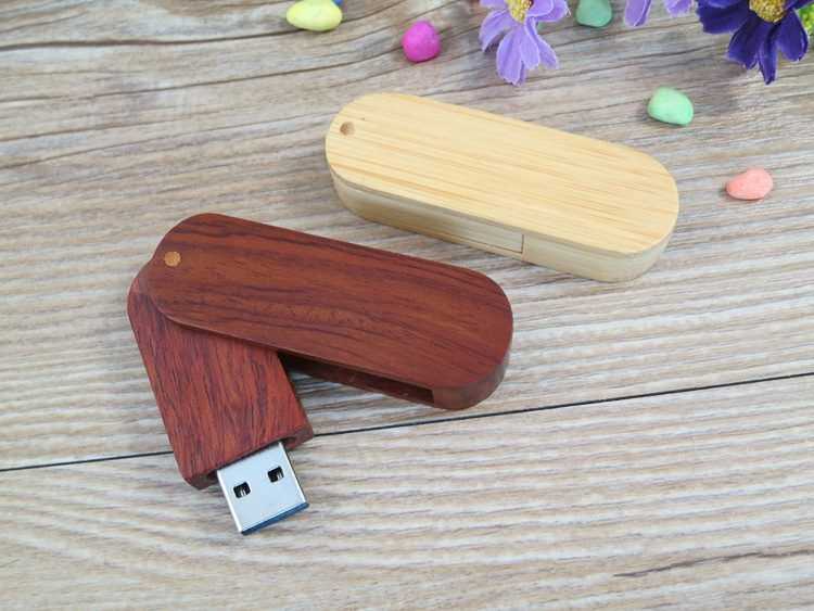 Memoria USB en madera, tapa giratoria