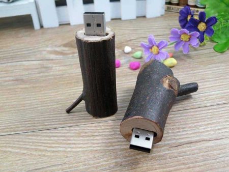Memoria USB con carcasa de rama de arbol, madera natural