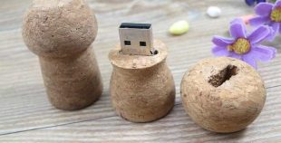 Memoria USB en corcho natural, formato tapón de botella de champán