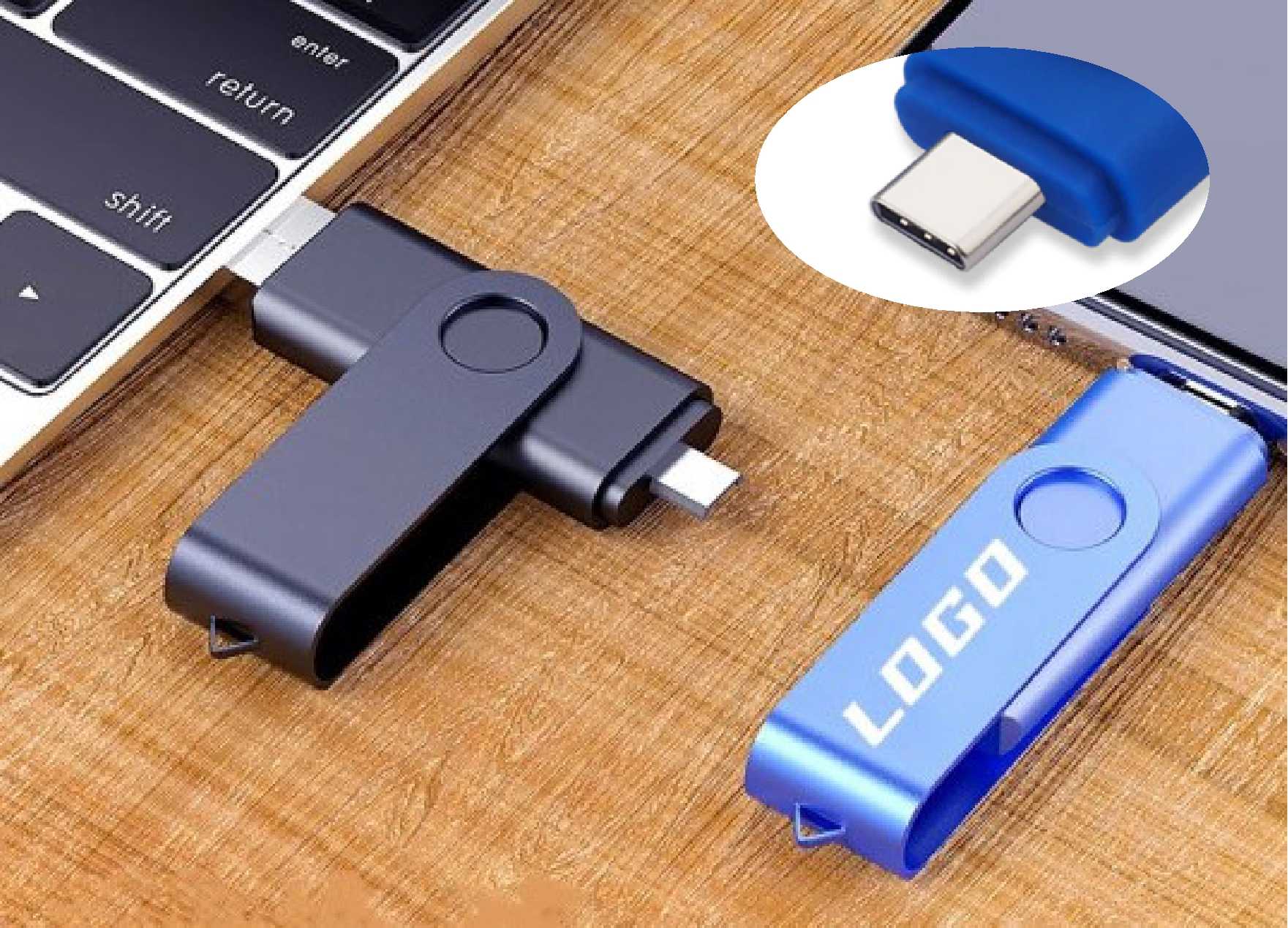 Pendrive USB personalizado dual OTG con conector USB-C